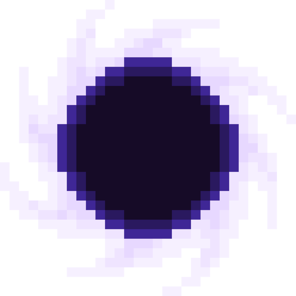 A black hole in outer space. Pixel art icon